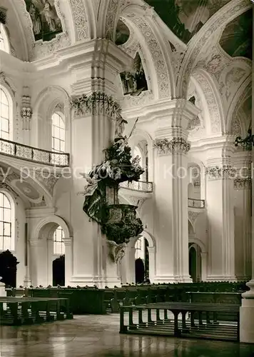 AK / Ansichtskarte Weingarten Wuerttemberg Basilika Seitenschiff Kanzel