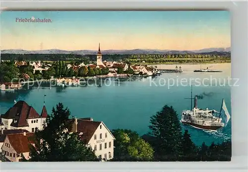 AK / Ansichtskarte Friedrichshafen Bodensee Panorama Schiff Kirche Hotel Seehof Kat. Friedrichshafen