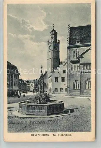 AK / Ansichtskarte Ravensburg Wuerttemberg Viehmarkt Brunnen Kat. Ravensburg