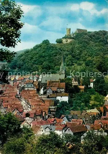 Biedenkopf Altstadt mit Kirche Blick zum Schlossberg Kat. Biedenkopf