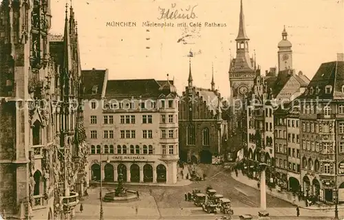 AK / Ansichtskarte Muenchen Marienplatz Cafe Rathaus Kat. Muenchen