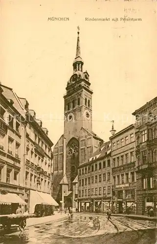 AK / Ansichtskarte Muenchen Rindermarkt Petersturm Kat. Muenchen