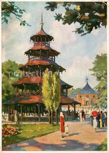 AK / Ansichtskarte Muenchen Chinesischen Turm Englischer Garten Kat. Muenchen