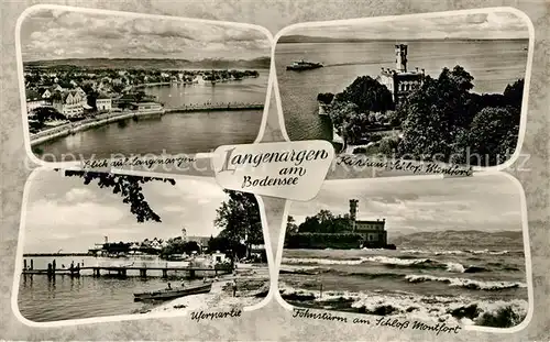 AK / Ansichtskarte Langenargen Bodensee Schloss Montfort Uferpartie Flugaufnahme Kat. Langenargen