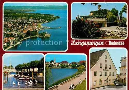 AK / Ansichtskarte Langenargen Bodensee Fliegeraufnahme Hafen Rathaus Seepromenade Kat. Langenargen