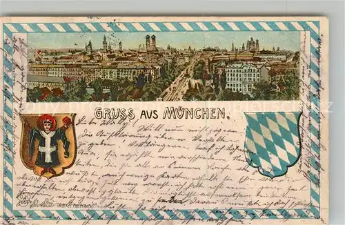 AK / Ansichtskarte Muenchen Panorama Wappen Kat. Muenchen