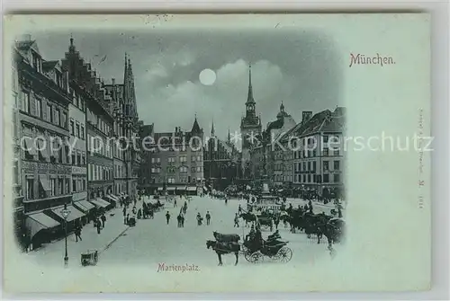 AK / Ansichtskarte Muenchen Marienplatz Mondschein Kat. Muenchen