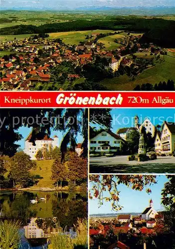 AK / Ansichtskarte Bad Groenenbach Fliegeraufnahme Schloss Schwanenteich Marktplatz Kirche Kat. Bad Groenenbach