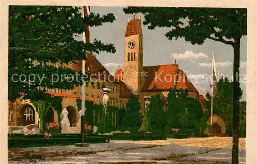 AK / Ansichtskarte Schwabing Muenchen Krankenhaus Kuenstlerkarte Richard Soehn Kat. Muenchen