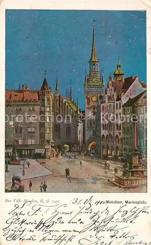 AK / Ansichtskarte Muenchen Marienplatz Nachtstimmung Kat. Muenchen