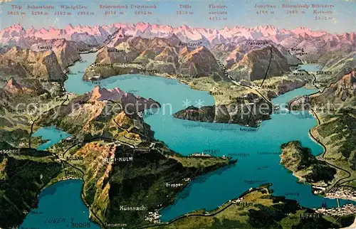 AK / Ansichtskarte Rigi Panoramakarte Bergkette