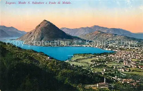 AK / Ansichtskarte Lugano Lago di Lugano Mpnte San Salvatore Ponte Melide