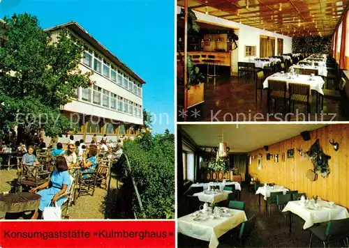 AK / Ansichtskarte Saalfeld Saale Konsumgaststaette Kulmberghaus Gnomenbar Jaegerstube Kat. Saalfeld