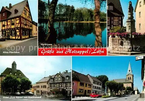 AK / Ansichtskarte Holzappel Pfarrhaus Herthasee Baerenbrunnen Kirche Hotel Baeren Kat. Holzappel