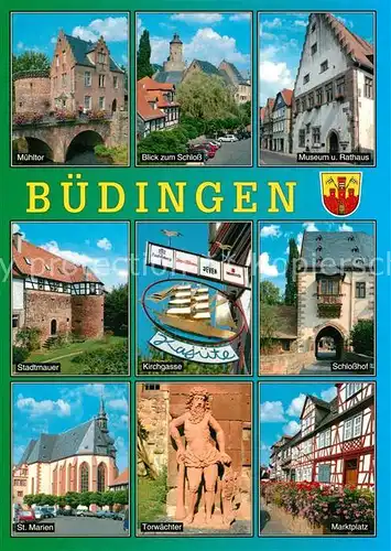 AK / Ansichtskarte Buedingen Hessen Muehltr Schloss Museum Rathaus Stadtmauer Kirchgasse Schlosshof Kat. Buedingen