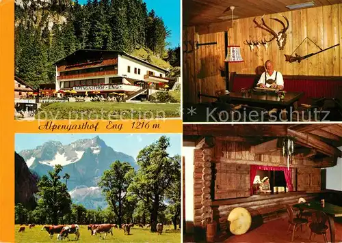 AK / Ansichtskarte Hinterriss Tirol Alpengasthof Eng am Grossen Ahornboden Viehweide Kuehe Alpen Kat. Vomp