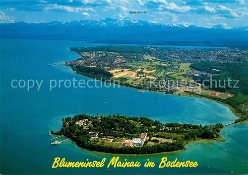 AK / Ansichtskarte Insel Mainau Blumeninsel Alpenpanorama Fliegeraufnahme Kat. Konstanz Bodensee