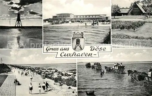 AK / Ansichtskarte Cuxhaven Doese Nordseebad Kugelbake Strandhotel Strand Wattwagen