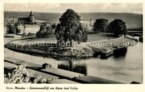 AK / Ansichtskarte Hann. Muenden Zusammenfluss von Werra und Fulda Kat. Hann. Muenden