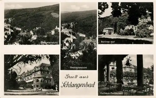 AK / Ansichtskarte Schlangenbad Taunus Fliegeraufnahme Berliner Hof Kurhaus Restaurant  Kat. Schlangenbad