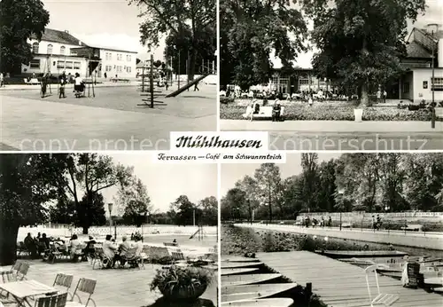 AK / Ansichtskarte Muehlhausen Augsburg Terrassen Cafe am Schwanenteich Kat. Augsburg