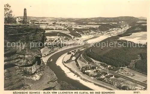 AK / Ansichtskarte Bad Schandau Landschaftspanorama Blick vom Lilienstein ins Elbtal Kat. Bad Schandau