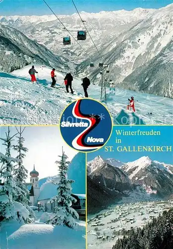 AK / Ansichtskarte St Gallenkirch Vorarlberg Gondellift Silvretta Skigebiet Kirche Ortsansicht Kat. St. Gallenkirch