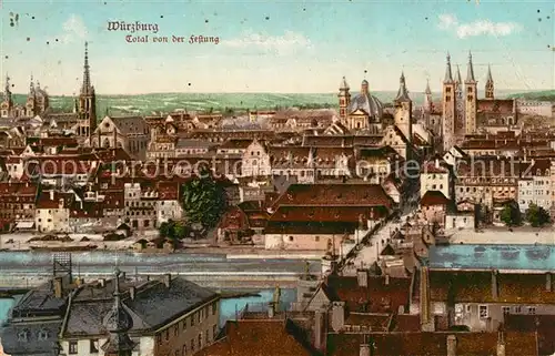 AK / Ansichtskarte Wuerzburg Panorama Dom Marienkapelle Mainbruecke Kat. Wuerzburg