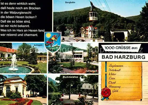 AK / Ansichtskarte Bad Harzburg Bergbahn Juliusbad Bummelallee Trinkhalle Kat. Bad Harzburg