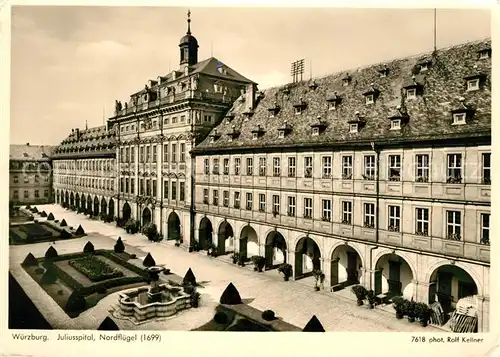 AK / Ansichtskarte Wuerzburg Juliusspital Nordfluegel Garten Kat. Wuerzburg