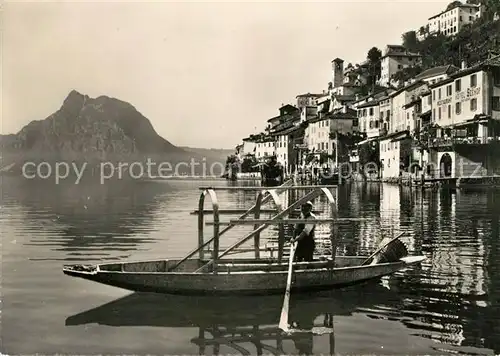 AK / Ansichtskarte Gandria TI Boot und Haeuser am Lago die Lugano