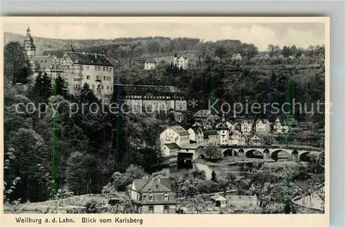 AK / Ansichtskarte Weilburg Blick vom Karlsberg Schloss Panorama Kat. Weilburg Lahn