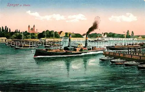 AK / Ansichtskarte Speyer Rhein Hafen Dampfer Kat. Speyer