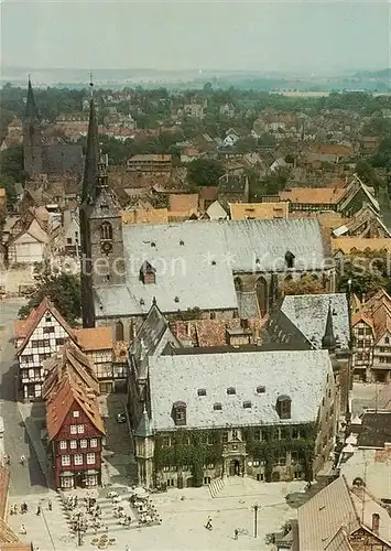 Quedlinburg Markt Rathaus Kirche Luftbildserie der Interflug Kat. Quedlinburg