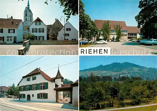 Riehen Kirche Strassenpartien Panorama Kat. Riehen