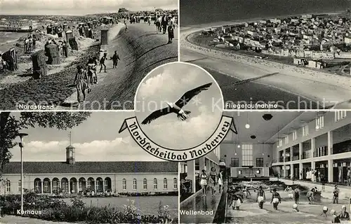 Norderney Nordseebad Nordstrand Kurhaus Wellenbad Moewe Fliegeraufnahme Kat. Norderney