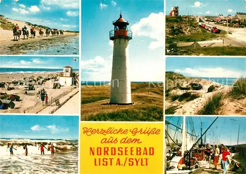 List Sylt Reiten am Strand Brandung Leuchtturm Duenen Hafen Fischkutter Kat. List