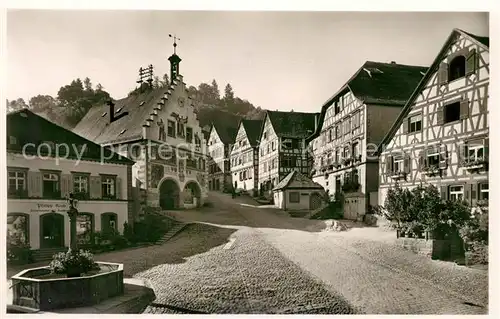 Schiltach Marktplatz Brunnen Fachwerk Kat. Schiltach Schwarzwald