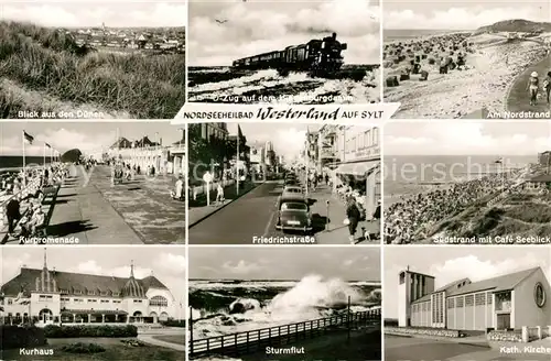 Westerland Sylt Strand Kurpromenade Kurhaus Sturmflut Katholische Kirche Friedrichstrasse Kat. Westerland