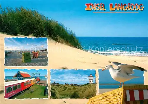 Langeoog Nordseebad Duenen Strand Moewe Leuchtturm Inselbahn Kat. Langeoog