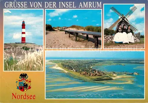 Amrum Fliegeraufnahme Muehle Trachten Leuchtturm Kat. Nebel