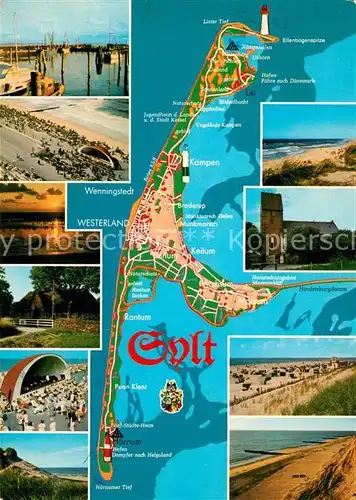 AK / Ansichtskarte Insel Sylt Impressionen der Insel Landkarte Kat. Westerland