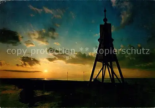 AK / Ansichtskarte Cuxhaven Nordseebad Kugelbake bei Sonnenuntergang Kat. Cuxhaven