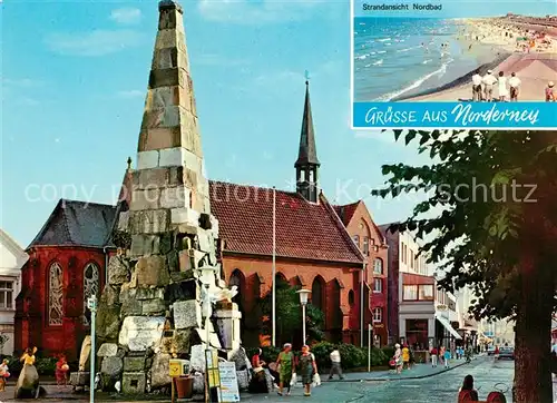 AK / Ansichtskarte Norderney Nordseebad Kaiser Wilhelm Denkmal Katholische Kirche Strand Kat. Norderney