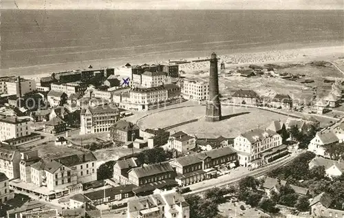 AK / Ansichtskarte Borkum Nordseebad Fliegeraufnahme mit Leuchtturm und Strand Kat. Borkum