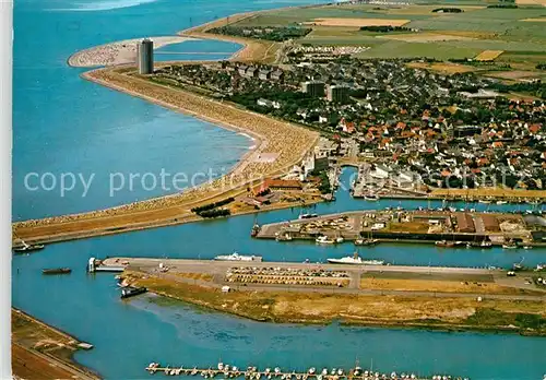 AK / Ansichtskarte Buesum Nordseebad Fliegeraufnahme Hafen Strand Kat. Buesum