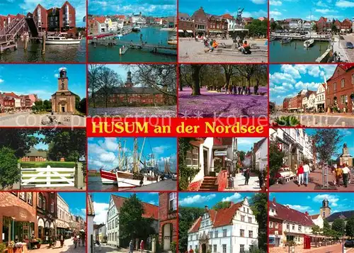 AK / Ansichtskarte Husum Nordfriesland Hafen Brunnen Kirche  Kat. Husum