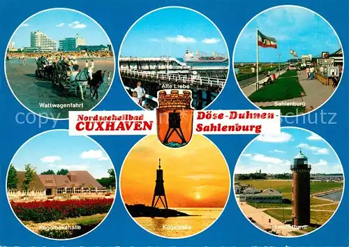 Cuxhaven Duhnen Nordseebad Doese Sahlenburg Wattwagenfahrt Alte Liebe Kugelbakehalle Leuchtturm 