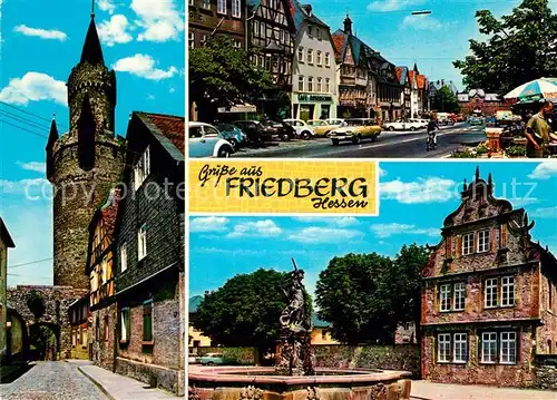 Friedberg Hessen Adolfsturm Kaiserstrasse mit Blick zur Burg Schloss Brunnen Kat. Friedberg (Hessen)