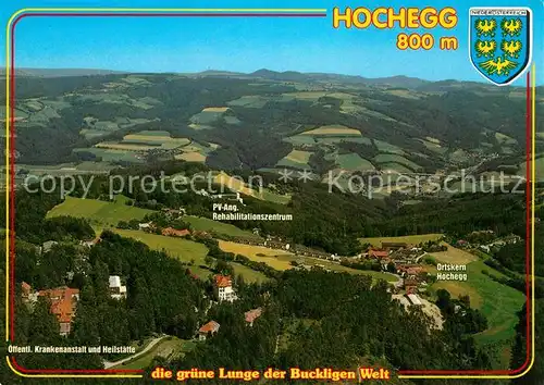 AK / Ansichtskarte Hochegg Hoehenluftkurort Rehazentrum Gruene Lunge der Buckligen Welt Fliegeraufnahme Kat. Grimmenstein Niederoesterreich